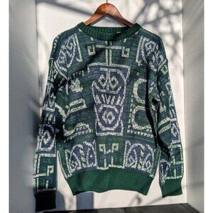 Celebrity Club Sweater Mens L Multicolored Vintage Geometric Crew neck Pullover